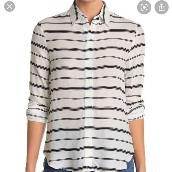 BB Dakota Stripped shirt button down sheer NEW - Picture 1 of 2